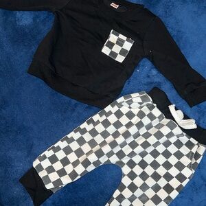 Black and White Checkered Toddler Outfit